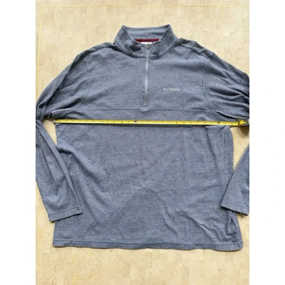 Columbia Mens 2XL Blue Heather Sweatshirt 1/4 Zip Pullover Lightweight - Picture 3 of 7